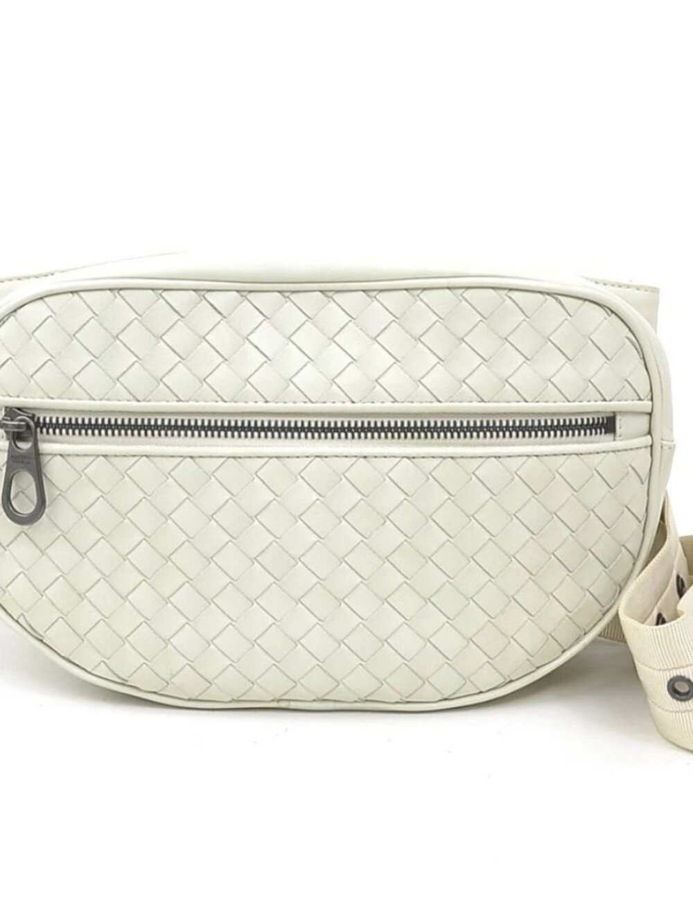 BOTTEGAVENETA Intrecciato Waist Bag Belt Bag Off White Leather -